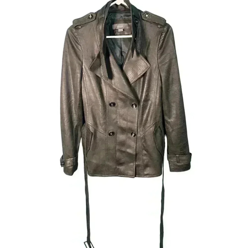 Prem By Michaa Black Crocodile Trench Jacket